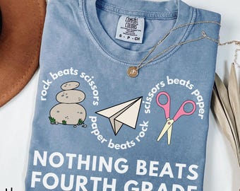 Rock Paper Scissors Fourth Grade Shirt, 4th GradeTeacher Shirt, Back To School Shirt, Fourth Grade Team Shirt, Fourth Grade Teacher Gifts