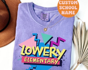 Custom School Name 90s Teacher Shirt Elementary School Teacher T-shirt School Spirit Shirt Retro Teacher Shirt Teacher Appreciation Gift