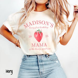 Berry First Birthday Matching Family Shirt Strawberry Themed Party Tee Mama Dada Strawberry Tee 1st Bday Comfort Colors Mom Dad Berry Tshirt