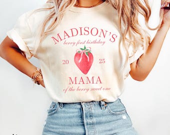 Berry First Birthday Matching Family Shirt Strawberry Themed Party Tee Mama Dada Strawberry Tee 1st Bday Comfort Colors Mom Dad Berry Tshirt