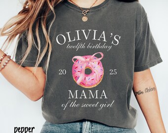 Custom Donut Birthday Mama Shirt Donut Grow Up Party Shirt Mom Dad Donut Shirt Girl Birthday Donut Themed Shirt Pink Donut Bday Shirt