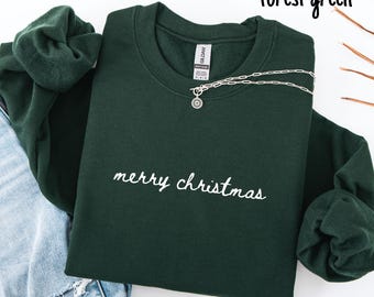 Merry Christmas Sweatshirt, Womens Christmas Crewneck, Minimalist Christmas Sweatshirt, Holiday Sweater, Xmas Sweatshirt