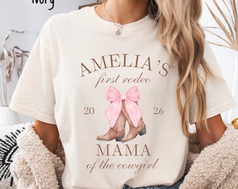 Camiseta de primer cumpleaños con temática de rodeo, camiseta de fiesta de primer cumpleaños con temática de rodeo, camiseta de primer rodeo para mamá, camiseta de primer cumpleaños de rodeo para mamá y papá, cumpleaños de vaquera