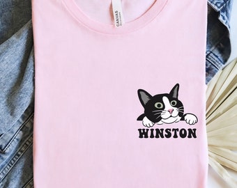 Personalized Tuxedo Cat Shirt, Custom Cat Name Tee, Tuxedo Cat Gift, Cat Lover Shirt, Tuxedo Cat Lover Tee, Cat Mom Tshirt, Gift For Cat Mom
