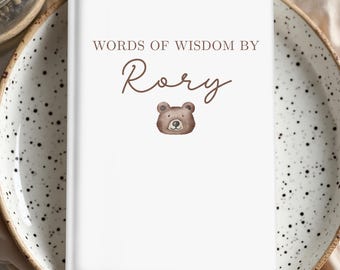Words Of Wisdom By Journal, Custom Bear Notebook, Bear Birthday Gift