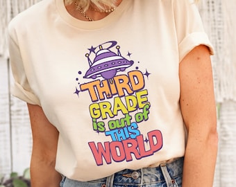 Third Grade Teacher Shirt Alien Spaceship 3rd Grade T-shirt Back To School Funny Teacher Tee 3rd Grade Crew Shirt Outer Space Teacher Shirt