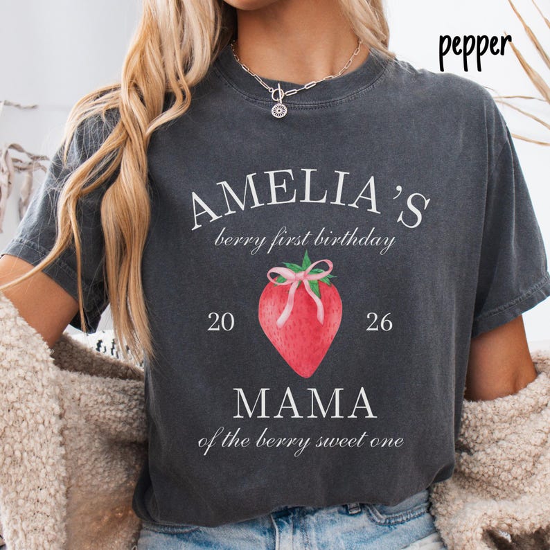 Berry First Birthday Matching Family Shirt Strawberry Themed Party Tee Mama Dada Strawberry Tee 1st Bday Comfort Colors Mom Dad Berry Tshirt image 2