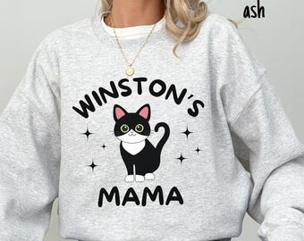 Personalized Tuxedo Cat Sweatshirt, Tuxedo Cat Gift, Tuxedo Cat Lover Sweater, Tuxedo Cat Mom Sweatshirt, Custom Name Cat Sweatshirt