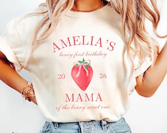 Berry First Birthday Matching Family Shirt Strawberry Themed Party Tee Mama Dada Strawberry Tee 1st Bday Comfort Colors Mom Dad Berry Tshirt