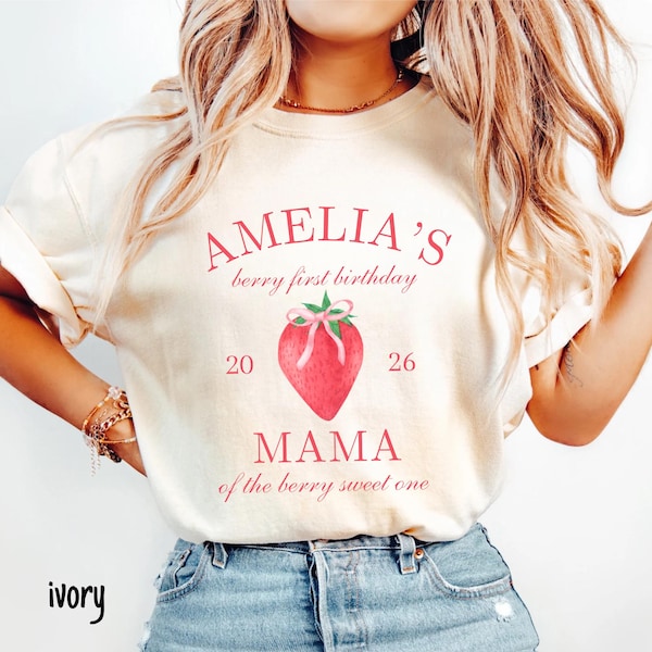 Berry First Birthday Matching Family Shirt Strawberry Themed Party Tee Mama Dada Strawberry Tee 1st Bday Comfort Colors Mom Dad Berry Tshirt