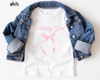 Pink Bow Birthday Shirt, Pink Bow Birthday Girl Shirt, Coquette Birthday Girl, Coquette Party Shirt, Pink Bow 1st Birthday, Kid Birthday Tee