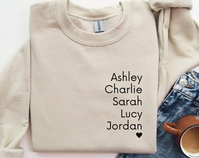 Personalized Family Names Sweatshirt, Custom Family Names Shirt, Matching Family Sweatshirts, Custom Kids Names Sweatshirt, Gift For Mom