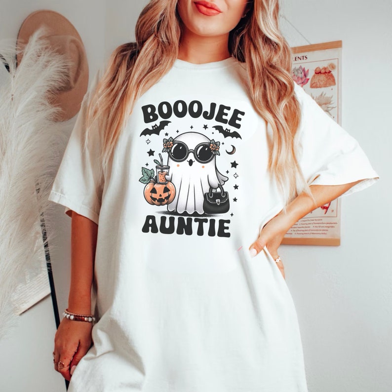 Auntie T-Shirt For Women - 'Auntie' Rainbow Letter Print Casual Short Sleeve Tee - View #5