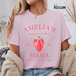 Berry First Birthday Matching Family Shirt Strawberry Themed Party Tee Mama Dada Strawberry Tee 1st Bday Comfort Colors Mom Dad Berry Tshirt image 3