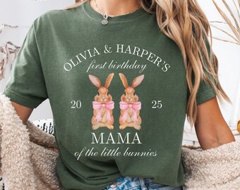 Some Bunny Is One First Birthday Shirt, Twins Easter Birthday, 1st Birthday Bunny Mama Dada Shirt, Bunny Twins First Birthday Shirt