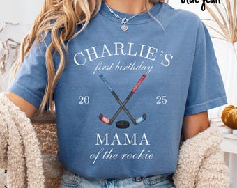 Rookie Year Hockey First Birthday Mama Hockey Theme 1st Birthday Mom Of The Rookie Shirt Mama Dada Hockey Shirt Rookie Year Tee