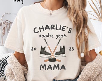 Rookie Year Hockey First Birthday Mama Hockey Theme 1st Birthday Mom Of The Rookie Shirt Mama Dada Hockey Shirt Rookie Year Tee