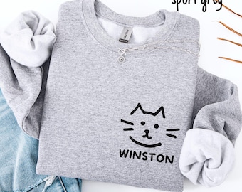 Personalized Cat Sweatshirt, Custom Cat Name Sweatshirt, Cat Themed Gifts, Cat Mom Gift, Cat Crewneck Sweater, Cat Dad Gift, Cat Lover Gift