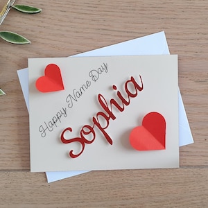 carte faite main heureuse de jour de <br> Profitez-en ! Carte 3D personnalisée avec n'importe quel nom | Cadeau du jour du prénom | Messages d'accueil pour le jour du prénom - cyrillique/latin