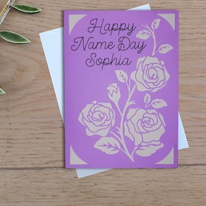 carte faite main heureuse de jour de <br> Profitez-en ! à personnaliser avec n'importe quelle carte de vœux | Cadeau du jour du prénom | Messages d'accueil pour le jour du prénom - cyrillique/latin