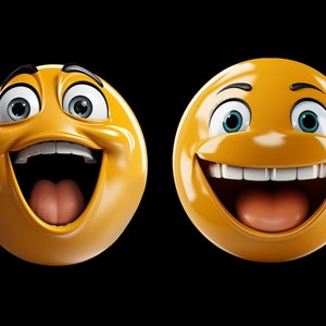 12 Big emoji and emoticons in 3d, face clip art format png, multiuse for t-shirts, website, greeting cards, gift card and school