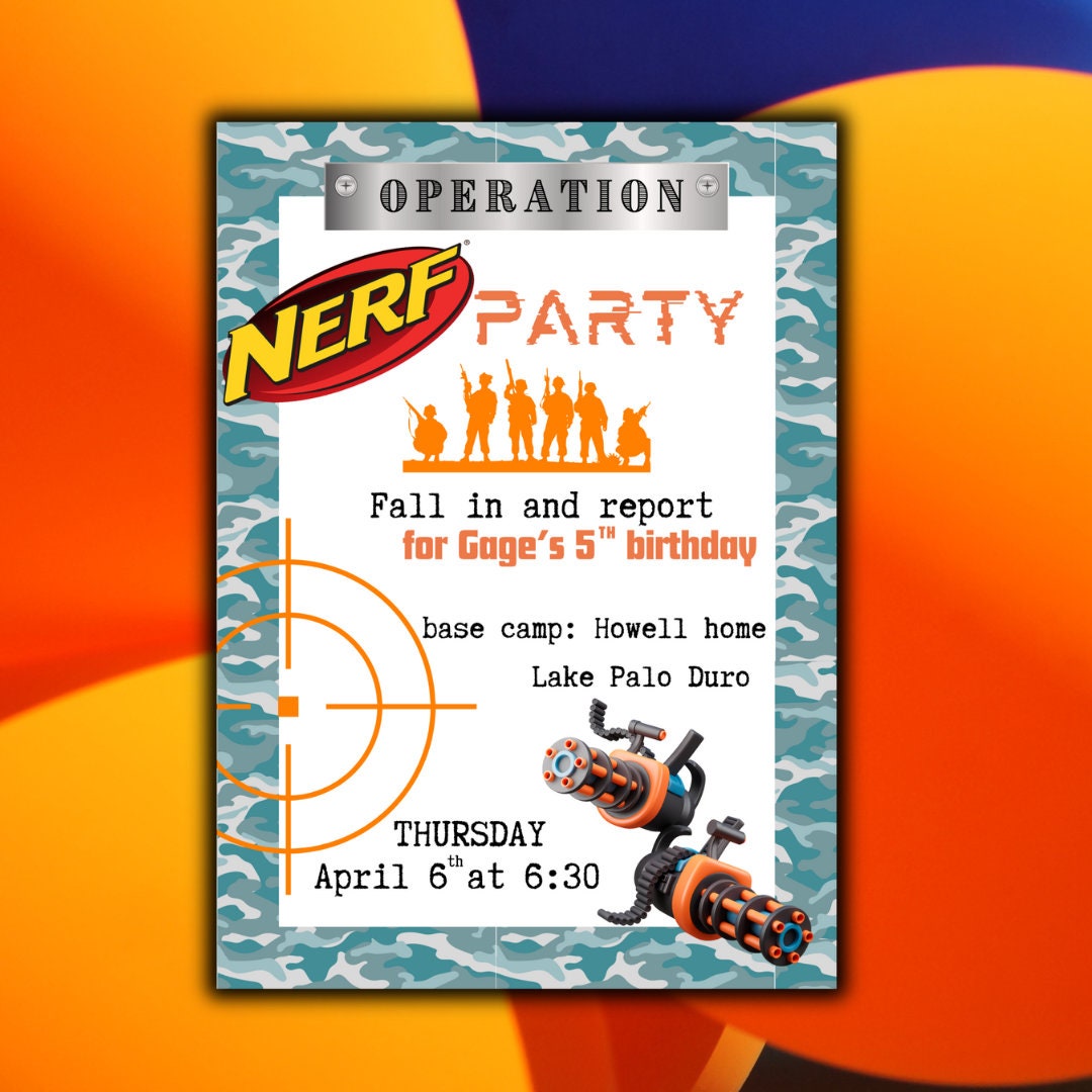 Nerf Party Invitation Etsy