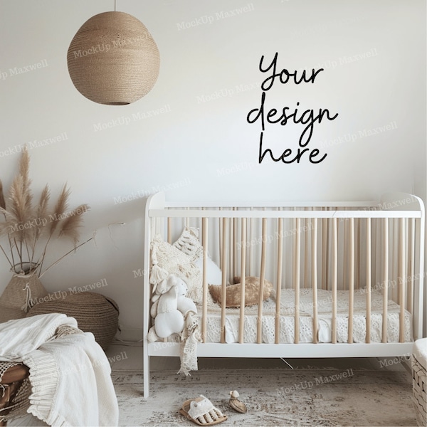 Boho Nursery Wall Art Mockup, Baby Room Wall Art Template, Cute Modern Nursery, Modern Nursery Mock Up, Minimalist Design, Modern Decor Home