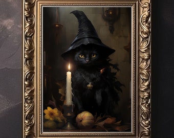 Royal Cat Portrait, Vintage Gothic Poster, Macabre Aesthetic Print, Dark Academia Wall Art, Witch art, Victorian Goth Décor