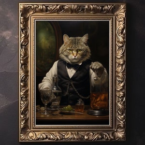 Victorian Cat, Vintage Gothic Poster, Macabre Aesthetic Print, Dark Academia Wall Art, Witch art, Victorian Goth Décor