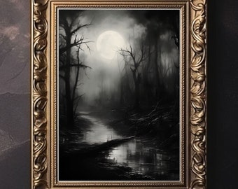 Dark Forest, Dark Academia Decor, Dark Forest Print, Vintage Gothic Poster, Macabre Aesthetic, Dark Academia Wall Art, Victorian Goth Décor