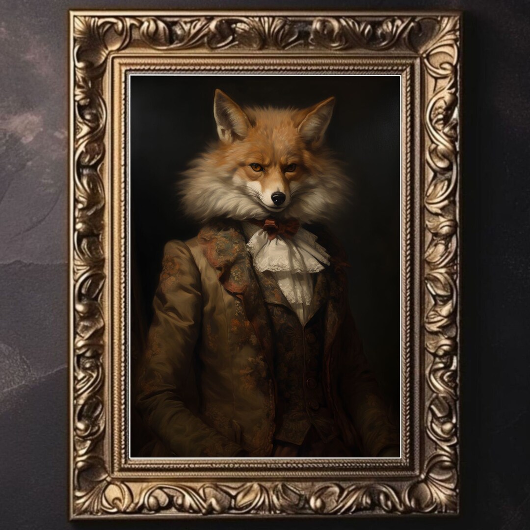 Victorian Fox, Vintage Gothic Poster, Macabre Aesthetic Print, Dark ...