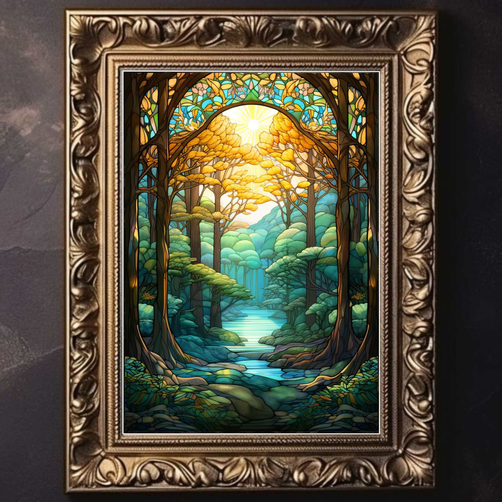 Spiritual Forest, Enchanted Forest, Forest Print, Fantasy Painting, River in Forest, Magical Forest Wall Art, Fantasy Art, Fairycore