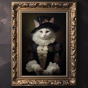 Viktorianische Katze, Vintage Gothic Poster, makaber ästhetischer Druck, dunkle Academia Wandkunst, Hexenkunst, viktorianischer Goth Décor