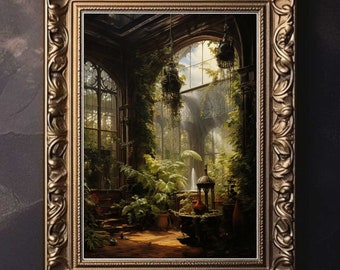 Impresión de arte de invernadero / Decoración de la habitación de invierno, Estética nevada, Estampados navideños, Decoración Cottagecore, Navidad de la Academia oscura, Decoración vintage
