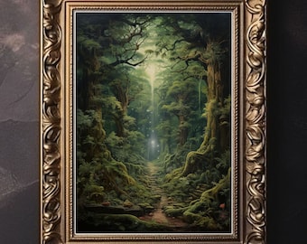 Spiritual Forest, Enchanted Forest, Forest Print, Fantasy Painting, River in Forest, Magical Forest Wall Art, Fantasy Art, Fairycore