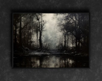 Dark Forest, Dark Academia Decor, Dark Forest Print, Vintage Gothic Poster, Macabre Aesthetic, Dark Academia Wall Art, Victorian Goth Décor
