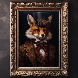 Viktorianischer Fuchs, Vintage Gothic Poster, makaber ästhetischer Druck, dunkle Academia Wandkunst, Edgar Allan Poe, viktorianischer Goth Dekor