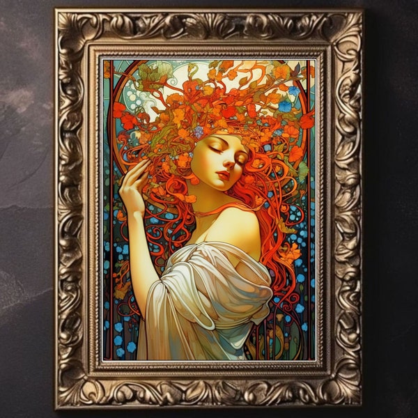 Art d'Alphonse Mucha | Impression Alphonse Mucha | Vitrail Art nouveau | Poster d'art mat giclée | Impression Art nouveau | Affiche art nouveau