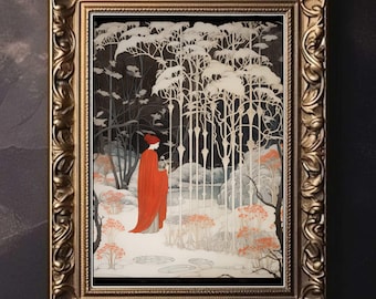 Aubrey Beardsley | Winter Room Decor, Snowy Aesthetic, Art Nouveau Prints, Cottagecore Decor, Dark Academia Art, Vintage Decor