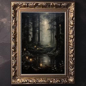 Dark Forest, Dark Academia Dekor, Dark Forest Druck, Vintage Gothic Poster, Makabre Ästhetik, Dark Academia Wandkunst, viktorianisches Goth Dekor