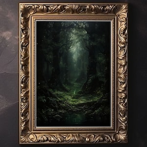 Bosque oscuro, decoración de Dark Academia, impresión de Dark Forest, póster gótico vintage, estética macabra, arte de pared de Dark Academia, decoración gótica victoriana