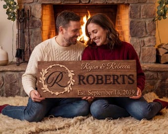 Personalized Family Name Wood Sign | 3D Lettering, Established Date