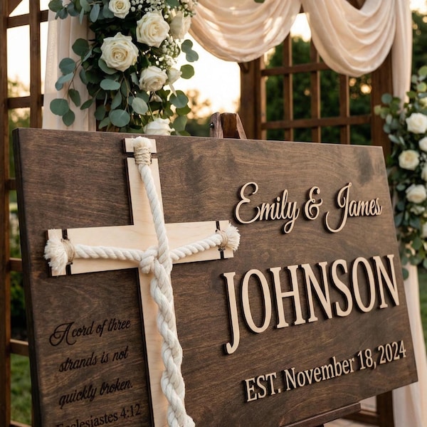Unity Ceremony Ideas, Cord of Three Strands Wedding Sign, Handfasting Cord, Christian Marriage Keepsake