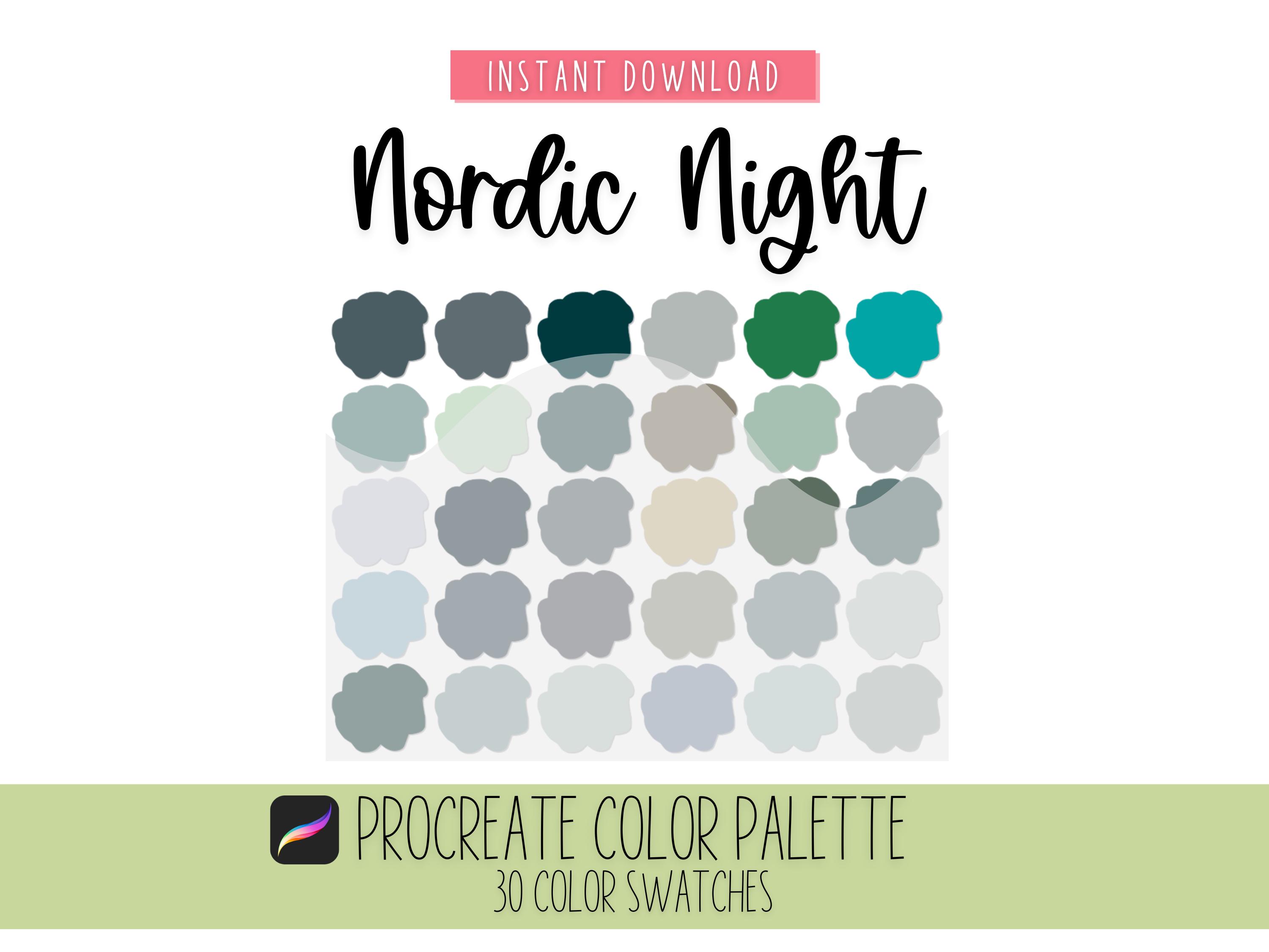 Nordic Night Procreate Color Palette: 30 Winter Colors (digital ...
