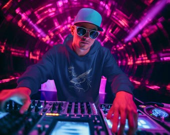 Minimalist Guitar Art Hoodie – Unisex Music Lover Sweatshirt • Line Art Streetwear Gift for Creatives.