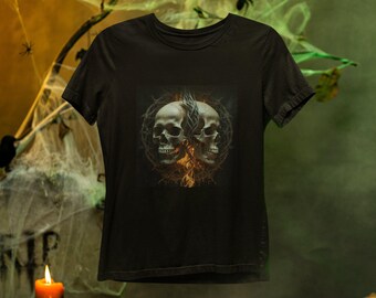 Flaming skull kids tee - Gothic Art tee with flames