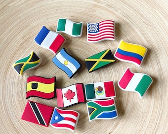 Länderflaggen der Welt, Kroko-Charms, Flagge, Kroko-Charms, USA-Flagge, Kroko-Charm, Nordamerika-Flaggen, Kroko-Charms, Europa-Flaggen, Kroko-Charms