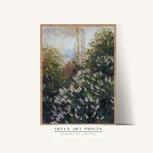 Antique Lilac Tree Oil Painting: Vintage Farmhouse Decor (Digital Download)