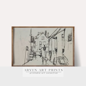 Antique Vintage Architecture Sketch Drawing Rotterdam | Digital Home Decor Art | Arven Printable