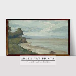 Vintage Beach Oil Painting for Samsung Frame TV (Digital Download)